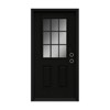 PexFix Fiberglass Entry Door 6-9/16 Vinyl Frame 9 Lite Frosted Glass Front Door Front Entrance Left Hand Inswing Black Wooden Grain Door - 2 of 4
