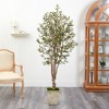 Nearly Natural 6.5-ft Olive Artificial Tree in Country White Planter - 3 of 4