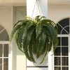 Artificial Boston Fern 15.7" Faux Silk Plant - UV Resistant Indoor Fake Tree with Realistic Leaves and Construction Basket - Perfect for Home Decor - 4 of 4