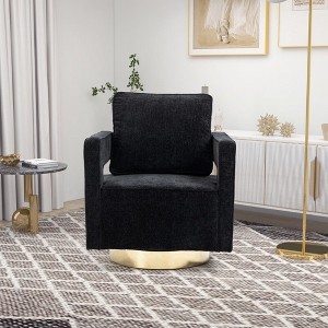 CAVINAS Chenille Upholstered Swivel Accent Chair,Modern Club Chairs  with Steel Base for Bedroom,Reading Room - 1 of 4