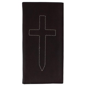 CTM Classic Leather Checkbook Cover with Stitched Cross - 1 of 3