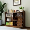 Lycvki Freestanding Countertop Storage Cabinet with 2 Sliding Striped Glass Doors - 2 of 4