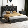 Full Size Upholstered Platform Bed with 2 Storage Drawers and Wingback Headboard - 2 of 4