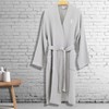 Linum Home Textiles 100% Turkish Cotton Unisex Smyrna Personalized Hotel/Spa Luxury Gray Bathrobe in White Bookman Font , - 2 of 2