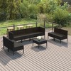 vidaXL Patio Lounge Set Outdoor Sectional Sofa Set Table Poly Rattan Black - 2 of 4