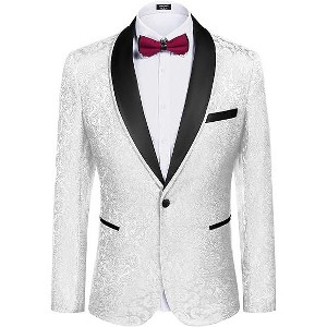 COOFANDY Men's Floral Tuxedo Suit Jacket Slim Fit Dinner Jacket Party Prom Wedding Blazer Jackets - 1 of 4
