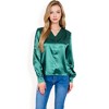 Anna-Kaci Women's Satin V-Neck Blouse with Long Sleeves - 4 of 4