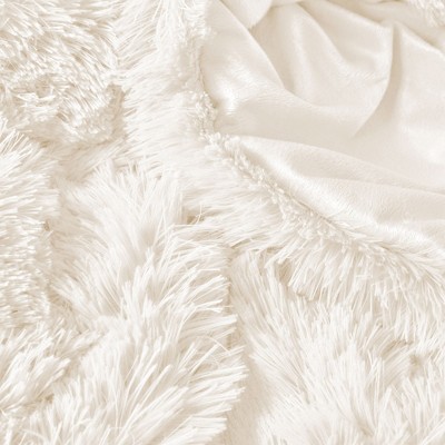 Peace Nest Fluffy Shaggy Faux Fur Comforter Set, Fuzzy Plush Bedding Set, Cream, Queen — фото 6