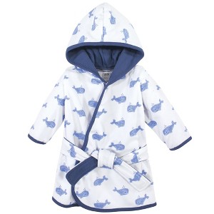 Hudson Baby Infant Boy Cotton Rich Bathrobe, Blue Whale, 0-9 Months - 1 of 1