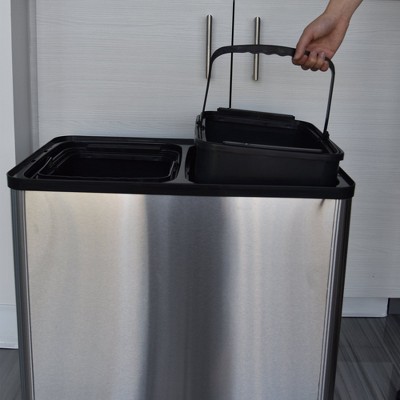Fingerprint Resistant Black Stainless Steel Touchless Kitchen Trash Can 16 Gallon