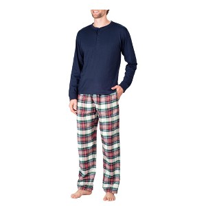 SLEEPHERO Men’s Pajama Set 2 Piece PJ with Henley Long Sleeve Tee and Flannel Pants - 1 of 4