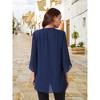 Seta T Women's High Low Asymmetrical Chiffon 3/4 Bell Sleeve V Neck Irregular Hem Casual Blouse - 4 of 4