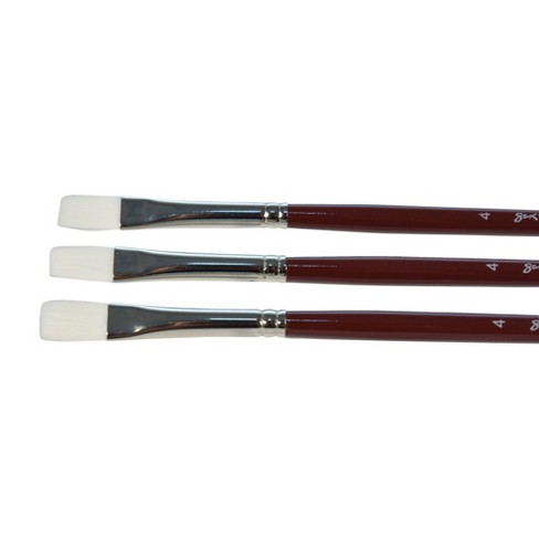 School Smart White Bristle Long Handle Paint Brush, 1 inch, Pack of 12