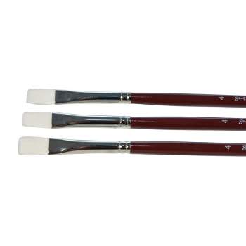 Sax Optimum Flat White Taklon Long Handle Paint Brushes, Size 4, Pack of 3