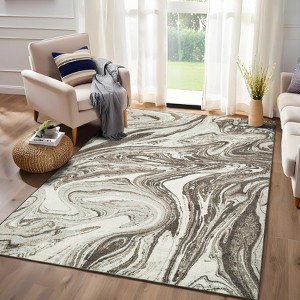Washable Area Rugs for Living Room, Soft Modern Abstract Rug Non Slip Low Profile Carpets for Bedroom Dining Room - 1 of 4