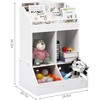 3-Tier Wooden Kids' Toy Organizer & Bookshelf - 4-Room Storage System - 3 of 4
