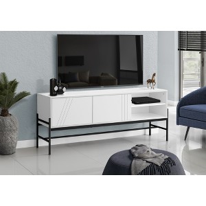 60" Stylish TV Stand with Groove Accented Cabinet, TV Console witht Open Shelf, and Wire Management for Living Room - 1 of 4