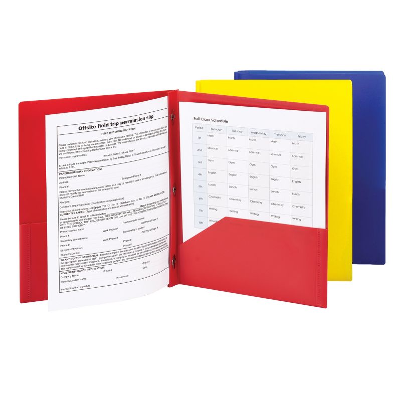 Smead Poly Two-Pocket Folder with Tang Style Fasteners, Letter Size, Assorted Colors, 6 per Pack (87746), 3 of 5