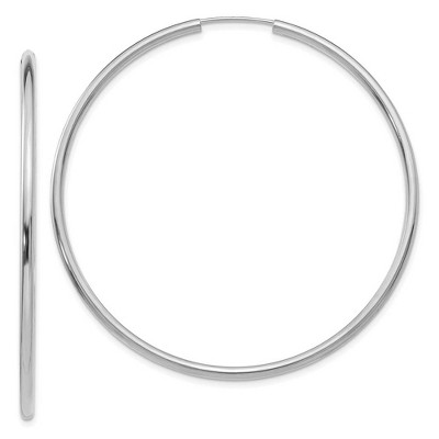 Black Bow Jewelry 2mm x 55mm 14k White Gold Polished Round Endless Hoop Earrings