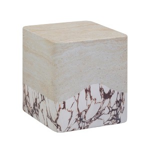 TOV Furniture Brut Travertine & Breccia Concrete Indoor / Outdoor Side Table - 1 of 4