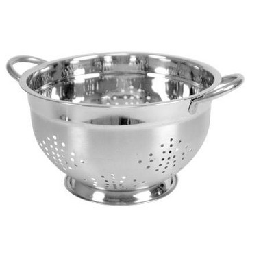 Home Basics5 QT  Deep Colander with High Stability Base and Open Handles, Silver