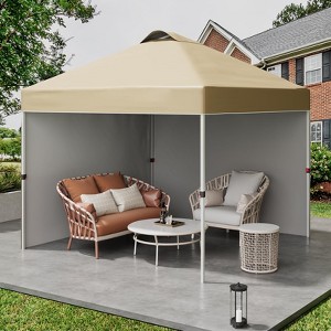Pop Up Canopy Tent, 10 x 10 Outdoor All Season Waterproof Sun Shade with Wheeled Bag for Parties Events Camping - 1 of 4