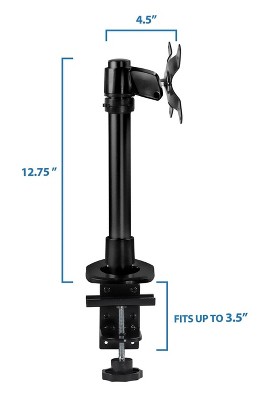 Black Adjustable Single Monitor Desk Mount with C-Clamp