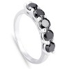 Pompeii3 1ct Five Stone Black Diamond Wedding Ring 14K White Gold - 2 of 4