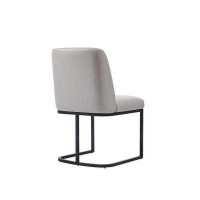 Light Grey Faux Leather Upholstered Side Chair Set with Metal Base