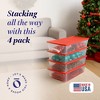 Homz 41Qt Clear Plastic Holiday Storage Container w/Red Snap Lock Lid (4 Pack) - 2 of 4