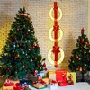 Tangkula Set of 3 Christmas Lighted Wreaths Pre-Lit Metal Wreaths on Red Ribbon - 3 of 4