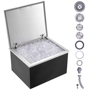VEVOR Drop in Ice Chest, 28"L x 16"W x 17"H Stainless Steel Ice Cooler, Commercial Ice Bin with Hinged Cover, 40 qt Outdoor Kitchen Ice Bar - 1 of 4