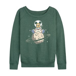 Women's - Disney - It's A Small Moon Lightweight French Terry Wide Neck Long Sleeve Shirt - 1 of 4