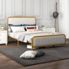 Infans Full Gold Metal Bed Frame Upholstered Platform Bed with Velvet Headboard - 3 of 4
