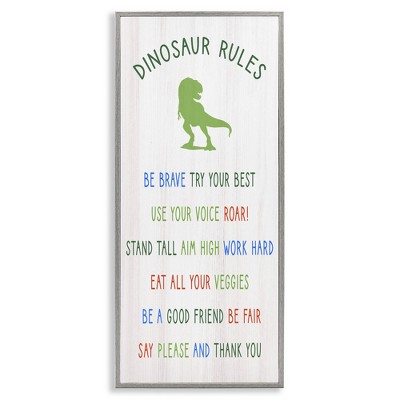 Stupell Industries Dinosaur Rules Kids List, 13" x 30"