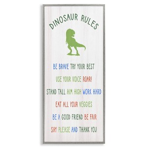 Stupell Industries Dinosaur Rules Kids List, 13" x 30" - 1 of 4
