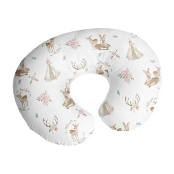 Sweet Jojo Designs Girl Support Nursing Pillow Cover (Pillow Not Included) Deer Floral Pink Green and White