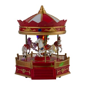 Northlight LED Lighted Animated and Musical Carousel Christmas Village Display - 9.25" - 1 of 4