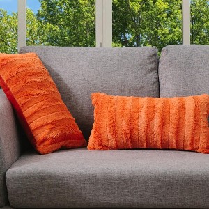 Cheer Collection Luxurious Faux Fur Throw Pillows Set of 2 - 1 of 4