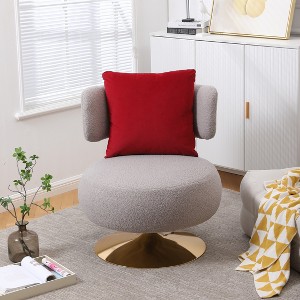 Round Teddy/Velvet Fabric Swivel Barrel Chair With Armrest - ModernLuxe - 1 of 4