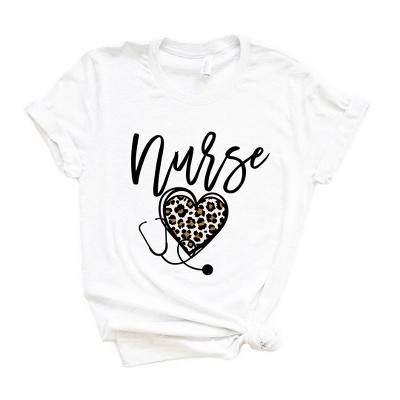 Simply Sage Market Women's  Leopard Nurse Heart Short Sleeve Graphic Tee