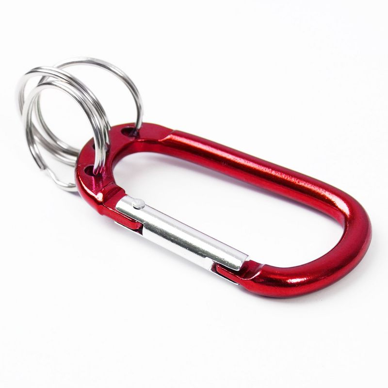 Unique Bargains Aluminum Carabiner Clip Hook with 3 Split Key Ring Chain 2.7" x 1.5" Burgundy 1 Pc, 5 of 9
