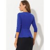 INSPIRE CHIC Women's 3/4 Sleeve Belted Elegant Business Work Peplum Top - 3 of 4