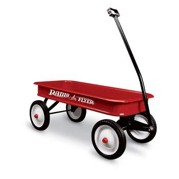 Radio Flyer 18Z 10 Inch Durable Steel Wheels Original Timeless Classic Design Kids Red Wagon with Extra Long Foldable Handle