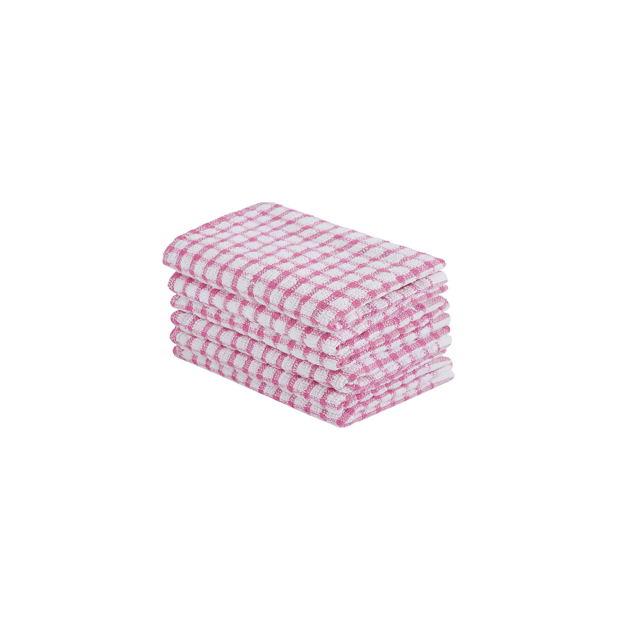 PiccoCasa Cotton Terry Small Kitchen Dish Cloth Cleaning Dish Rags 6 Pcs Pink 10.5" x 15"