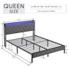 Bed With Storage Headboard, Charging Station And LED Lights, Upholstered Platform Bed Frame With Metal Slats, No Box Spring Needed, Gray - 4 of 4