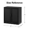 MAYEERTY  Natural Wood Grain Storage Cabinet with Glass Door for Living Room & Bar Area - 3 of 4