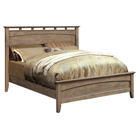 Rican Panel Queen Bed Frame Weathered Oak Sun Pine