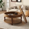 INFURNIC Coffee Tables Modern Round Coffee Table with Dual Storage and Hidden Compartment for Living Room, Brown, 31.5"*31.5"*21.25" - 4 of 4
