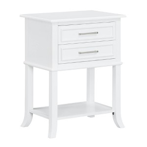 Breighton Home Sydney 2 Drawer End Table with Shelf in White - 1 of 4